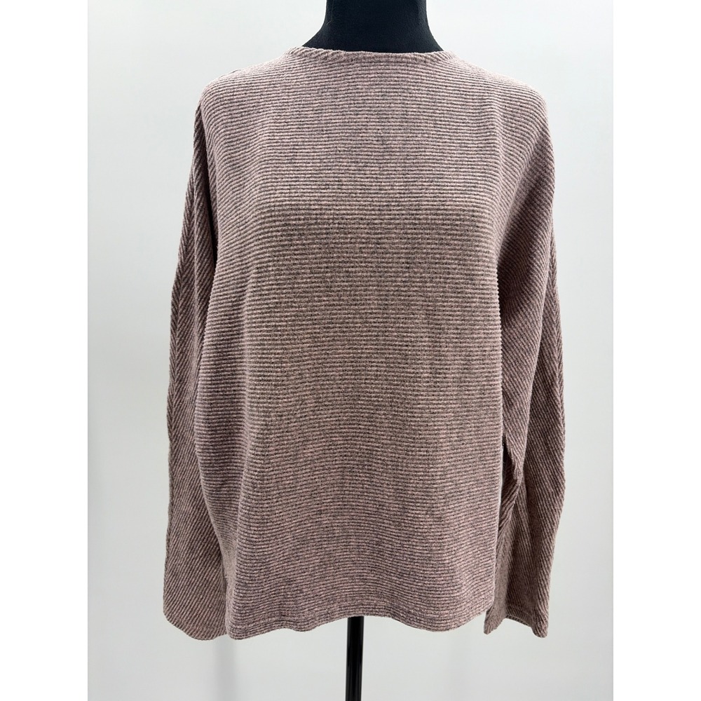 Ardene Basic Collection Mauve Grey Ribbed‎ Knit Relaxed Pullover Sweater Large